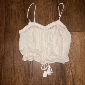 American Eagle white boho cropped tank top
